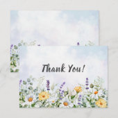 ボホワイルドフラワーの水の色をパーソナライズ結婚する サンキューカード (正面/裏面)