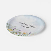 ボホワイルドフラワーの水の色をパーソナライズ結婚する ペーパープレート (アングル)