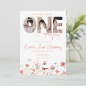 ボホワイルドフラワーは彼女は1日の誕生日のダーフル 招待状 (スタンド正面)