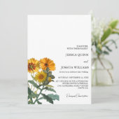 ボホワイルドフラワーひまわり結婚の黄色いフローラ 招待状 (スタンド正面)