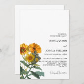 ボホワイルドフラワーひまわり結婚の黄色いフローラ 招待状 (正面/裏面)