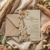 ボホワイルドフラワーアイボリーフローラベビーシャワー 招待状