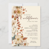 ボホワイルドフラワーアイボリーフローラベビーシャワー 招待状 (正面)