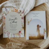 ボホワイルドフラワーアーチ写真卒業パーティー 招待状