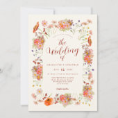 ボホワイルドフラワーアーチ秋の結婚式 招待状 (正面)