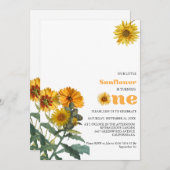 ボホワイルドフラワーイエローサンフラワーバースデーパーティー 招待状 (正面/裏面)