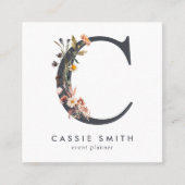 ボホワイルドフラワーイニシャルC QRコード スクエア名刺 (正面)