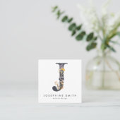 ボホワイルドフラワーイニシャルJ QRコード スクエア名刺 (スタンド正面)