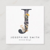 ボホワイルドフラワーイニシャルJ QRコード スクエア名刺 (正面)