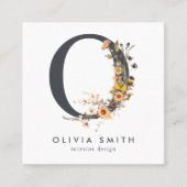 ボホワイルドフラワーイニシャルO QRコード スクエア名刺 (正面)