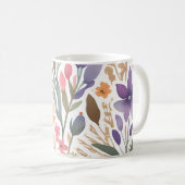 ボホワイルドフラワーウォータカラーフローラパステル コーヒーマグカップ (正面右)
