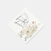 ボホワイルドフラワーウォータカラーミニマルブライダルシャワー スタンダードカクテルナプキン (角)