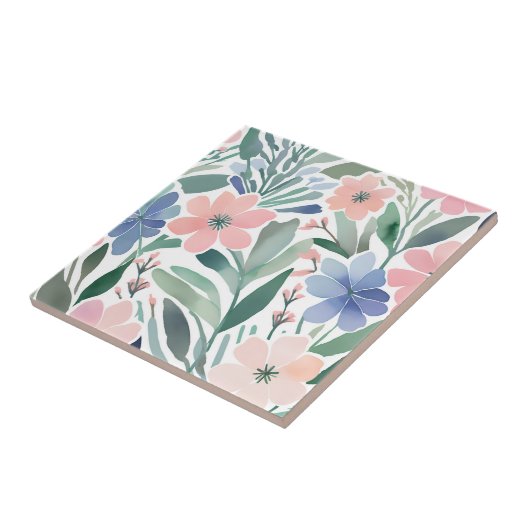 ボホワイルドフラワーウォーターカラーフローラパステルアクセント タイル (側面)