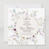 ボホワイルドフラワーウォーターカラーベビーシャワー招待状 招待状 (正面)