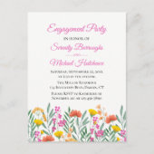 ボホワイルドフラワーウォーター色フローラ婚約パーティ インビテーションポストカード (正面)