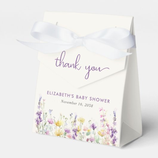 ボホワイルドフラワーウォーター色ベビーガールシャワー フェイバーボックス (正面サイド)