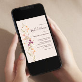 ボホワイルドフラワーエレガントシャンパンブライダルシャワー 招待状