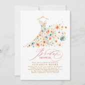 ボホワイルドフラワーエレガントズフローラ秋ブライダルシャワー 招待状 (正面)