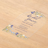 ボホワイルドフラワーエレガントブライダルシャワー アクリル招待状 (レイダウン)