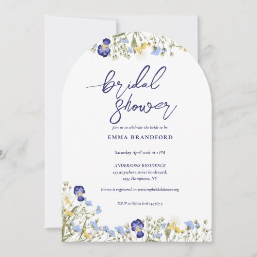 ボホワイルドフラワーエレガントブライダルシャワー 招待状 (正面)