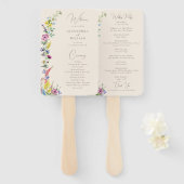 ボホワイルドフラワーエレガントモダン結婚式 プログラム ハンドファン (正面&裏面)