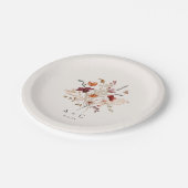 ボホワイルドフラワーエレガント秋の結婚式ケーキ ペーパープレート (アングル)