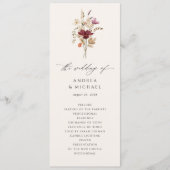 ボホワイルドフラワーエレガント秋の結婚式 プログラム (正面)