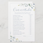 ボホワイルドフラワーオーバーまたはブライダルシャワーゲーム (正面/裏面)