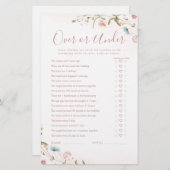 ボホワイルドフラワーオーバーまたはブライダルシャワーゲーム (正面/裏面)