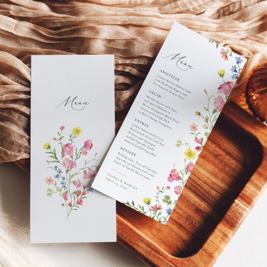ボホワイルドフラワーカラフルフェアリーテールエレガントな結婚式 メニュー
