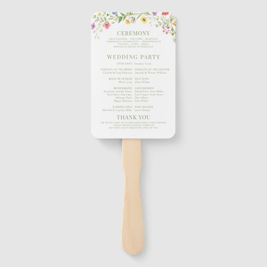 ボホワイルドフラワーカラフルフローラ結婚式 プログラム ハンドファン (裏面)