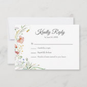 ボホワイルドフラワーカラフルメドウウェディングRSVPカード サンキューカード (正面)