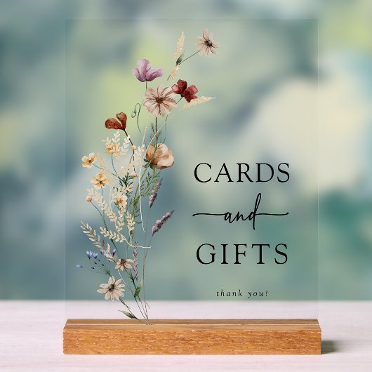 ボホワイルドフラワーカードアクリル看板 アクリルサイン