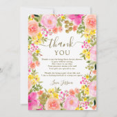 ボホワイルドフラワーガーデンピンクブライダルシャワー サンキューカード (正面)
