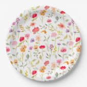 ボホワイルドフラワーガーデンフローラブライダルシャワーパーティー ペーパープレート (正面)