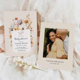 ボホワイルドフラワーガーデンベビーシャワー招待状 招待状