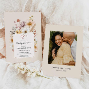 ボホワイルドフラワーガーデンベビーシャワー招待状 招待状
