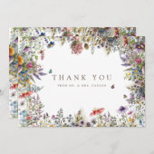 ボホワイルドフラワーガーデンホワイトサンキューカード サンキューカード (正面/裏面)