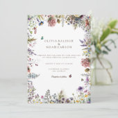 ボホワイルドフラワーガーデンホワイト結婚式招待状 招待状 (スタンド正面)