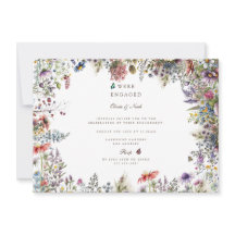 ボホワイルドフラワーガーデン婚約パーティ招待状