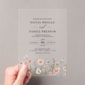 ボホワイルドフラワーガーデン結婚フローラ アクリル招待状 (インサイチュ (ポータブル))