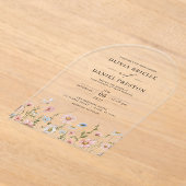 ボホワイルドフラワーガーデン結婚フローラ アクリル招待状 (レイダウン)