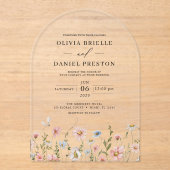 ボホワイルドフラワーガーデン結婚フローラ アクリル招待状 (正面)
