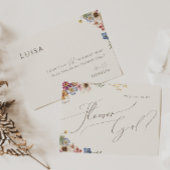 ボホワイルドフラワーガーデン |ベージュフラワーガールカード 招待状