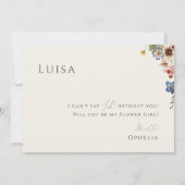 ボホワイルドフラワーガーデン |ベージュフラワーガールカード 招待状 (裏面)