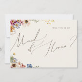 ボホワイルドフラワーガーデン |ベージュメイド・オブ・オーナー(花嫁付き添い人)カード 招待状 (正面)