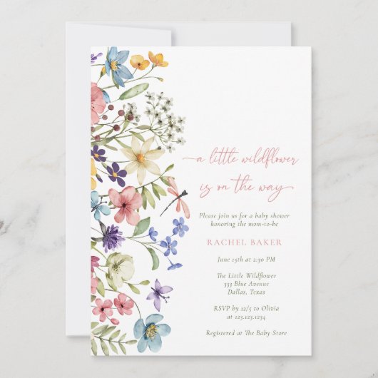 ボホワイルドフラワーガールベビーシャワー 招待状 (正面)