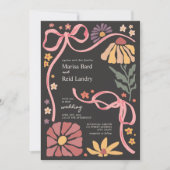 ボホワイルドフラワーコケットダーク結婚ズ 招待状 (正面)