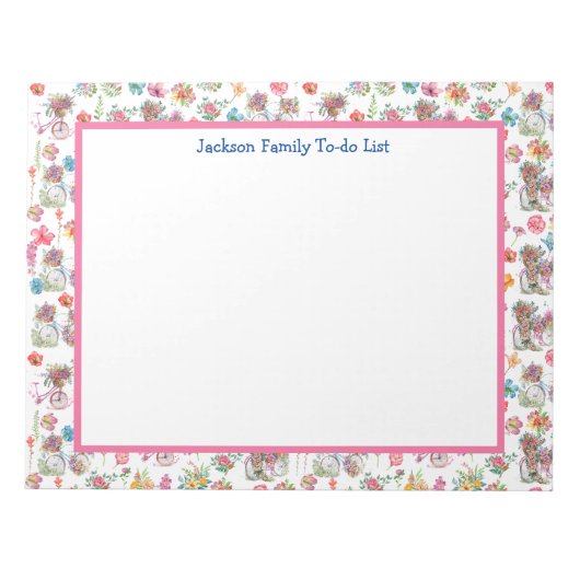 ボホワイルドフラワーサマーヴィンテージ自転車プランナー ノートパッド (正面)