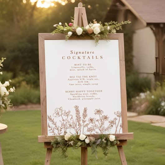 ボホワイルドフラワーシグネチャーカクテルメニュー記号 ポスター